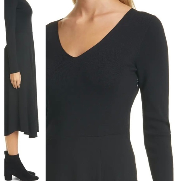 VINCE V-Neck Long Sleeve Dress in Black Size XXS - Picture 2 of 12